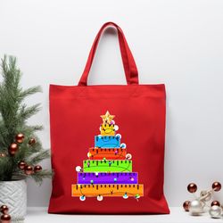 Merry Christmas Christmas Tote Bag, Christmas Bag, Christmas Canvas Bag, Math Teacher Christmas Gift, Teacher Xmas Bag