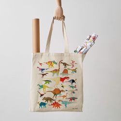 Dinosaurs Canvas Tote Bag shopper, dinosaur print, shoulder bag, fair trade, canvas bag, gift for her, gift for him