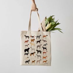 Dog Tote Bag Canvas Tote Bag, Fair Trade, canvas bag, dogs, shoulder bag, shopper, dog lover gift, weekender bag