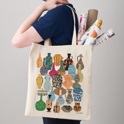 Vases and Ceramic Illustrated Tote Bag Fair Trade Shopper Bag