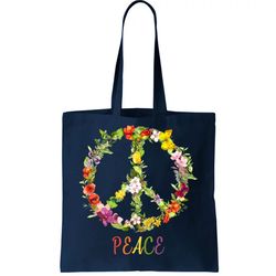 Butterfly Flower Peace Sign Tote Bag