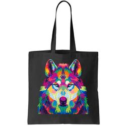 Colorful Abstract Wolf Tote Bag