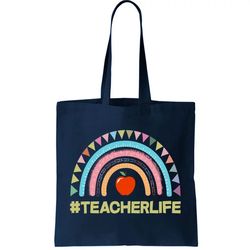 Cute Rainbow Teacher Life teacherlife Tote Bag