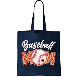 Cute Stylish Leopard Print Baseball Mom Tote Bag
