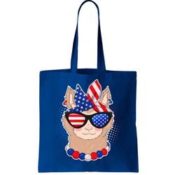 Cute USA Patriotic Llama Tote Bag