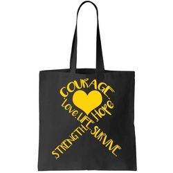 Gold Ribbon Of Words Tribute Tote Bag