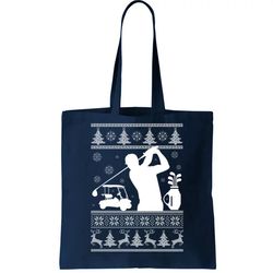 Golfing Fan Ugly Christmas Sweater Tote Bag