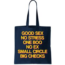 Good Sex No Stress Big Checks Tote Bag