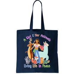 Hippie Girl And Her Animals Living Life Tote Bag