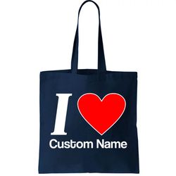 I Heart Custom Name Text Personalize Tote Bag