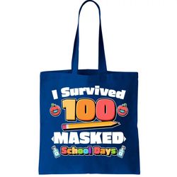 I Survived 100 Masked School Days Pandemic Learning Tote Bag