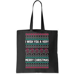 I Wish You A Very Merry Christmas Cute Ugly Sweater Tote Bag