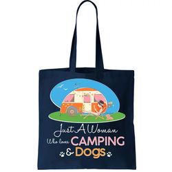 Just A Woman Who Loves Camping And Dogs Tote Bag