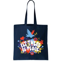Let There Be Peace Floral Tote Bag