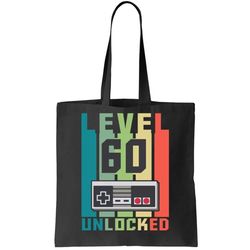 Level 60 Unlocked Funny Retro Gamer Birthday Tote Bag