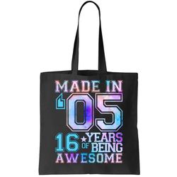Pastel Made In 05 2005 16 Years of Being Awesome Birthday Tote Bag