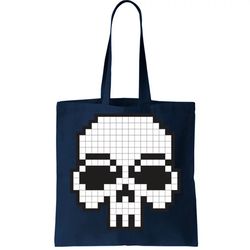 Pixel Video Game Death Skull Tote Bag