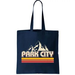 Retro Vintage Park City Utah Mountain Logo Tote Bag