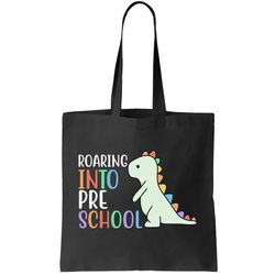 Roaring Into Pre School Cute Dinosaur Tote Bag