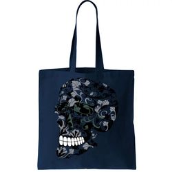 Skull With Flowers Day of the Dead Tote Bag