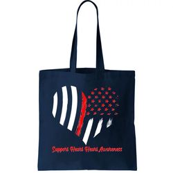 Support Heart Health Awareness - American US Flag Tote Bag