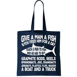 Teach A Man A Fish And He Has To Buy A Boat Tote Bag