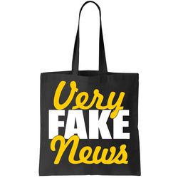 Very Fake News Black And Gold Script Tote Bag
