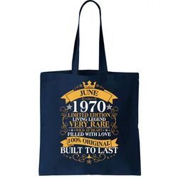Vintage 1970 Limited Edition June 50th Birthday Tote Bag