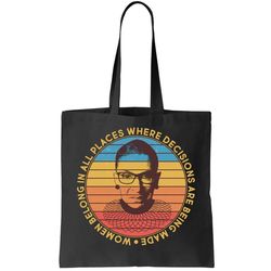 Vintage Emblem Ruth Bader Ginsburg Quote Women Belongs in All Place Tote Bag
