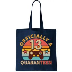 Vintage Officially A Quaranteen 13th Birthday Gamer Tote Bag