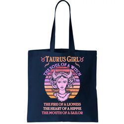 Vintage Taurus Girl Zodiac Birthday Tote Bag