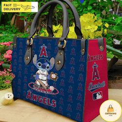 Los Angeles Angels Stitch Women Leather Hand Bag, Custom Bag