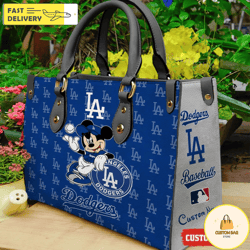 Los Angeles Dodgers Mickey Women Leather Hand Bag, Custom Bag