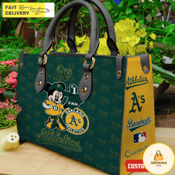 Oakland Athletics Minnie Women Leather Hand Bag, Custom Bag