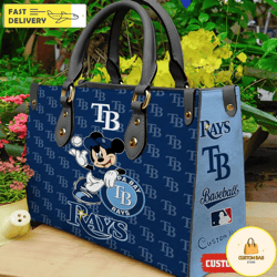 Tampa Bay Rays Mickey Women Leather Hand Bag, Custom Bag