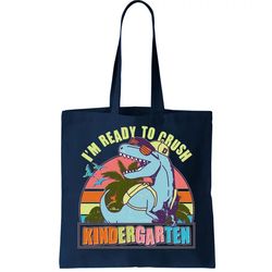 Funny Im Ready To Crush Kindergarten Retro Dinosaur Tote Bag