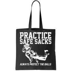 Practice Safe Sacks Funny Football Tote Bag