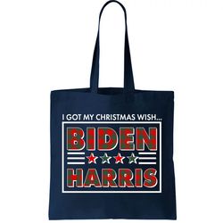 I Got My Christmas Wish Biden Harris Buffalo Plaid Tote Bag
