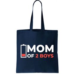 Mom Of 2 Boys Low Battery Tote Bag
