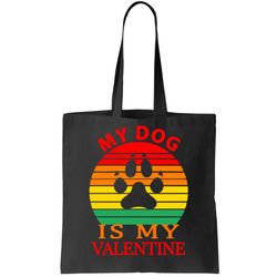 My Dog Is My Valentine Retro Tote Bag