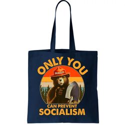 only you can prevent socialism vintage tote bag