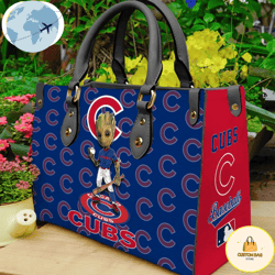 Chicago Cubs Groot Women Leather Hand Bag, Custom Bag, Sport Bag