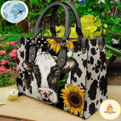 Cow Sunflower Leather Women Handbags, Custom Bag, Sport Bag