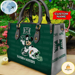 Custom Name Ncaa Hawaii Rainbow Warriors Mickey Leather Bag, Custom Bag, Sport Bag