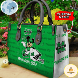 Custom Name Ncaa Marshall Thundering Herd Mickey Leather Bag, Custom Bag, Sport Bag