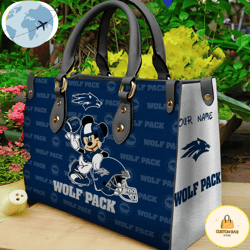Custom Name Ncaa Nevada Wolf Pack Mickey Leather Bag, Custom Bag, Sport Bag