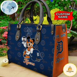 Custom Name USA MLB Detroit Tigers Mickey Leather Bag, Custom Bag, Sport Bag