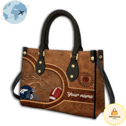 Denver Broncos Custom Name NFL Leather Bag, Custom Bag, Sport Bag