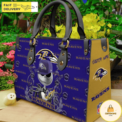 Baltimore Ravens NFL Jack Skellington Women Leather Bag