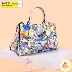 Personalized Funny Stitch Collections Handbag, Anniversary Stitch Handbag, Disney Leatherr Handbag